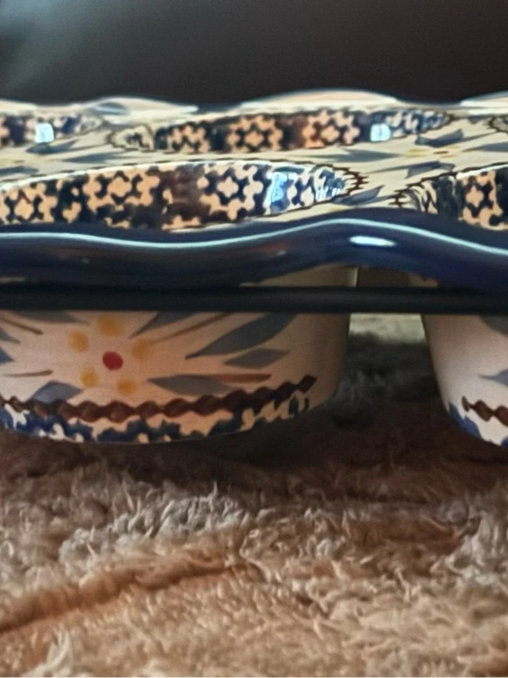 Temptations “Old World Blue” Floral 6-Cup Ceramic Muffin Tray